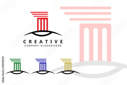 Bilde på lerret Building column pillar logo design, building structure vector illustration