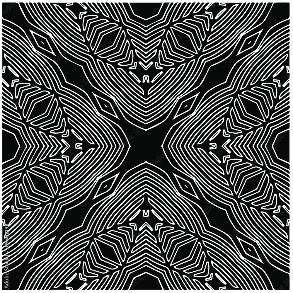 
Abstract background with black and white mandala. Unique geometric vector swatch. Perfect for site backdrop, wrapping paper, wallpaper, textile and surface design.