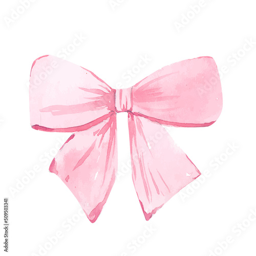 pink bow watercolor  llustration