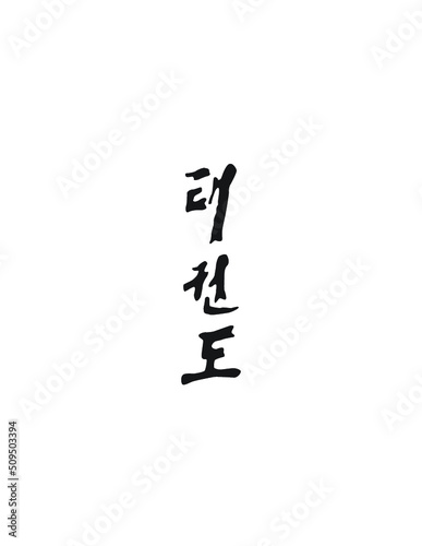 Taekwondo Written in Korean Hangul (Vertical Stylized Calligraphy)