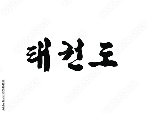 Taekwondo Written in Korean Hangul (Horizontal Brush) photo