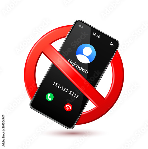 No mobile phone with prohibition sign red isolated on white background. Don't use mobile while driving a car. Icon 3D vector Illustration.