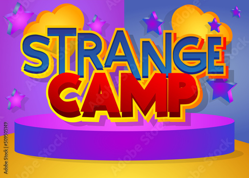 Kids Letters word Strange Camp. Word written with Children's font in cartoon style.