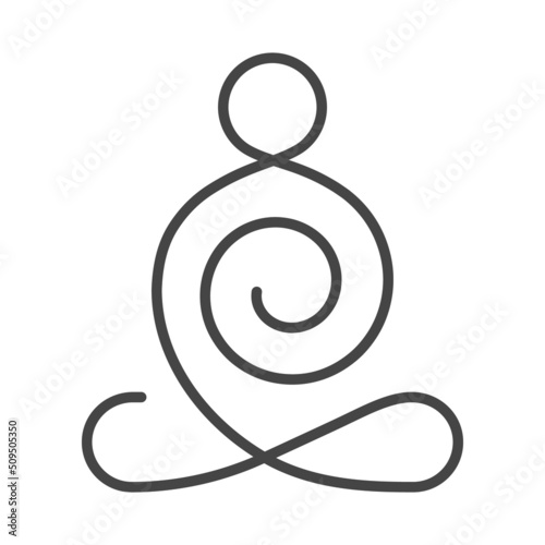 Man doing exercises. Meditation and yoga related line icon