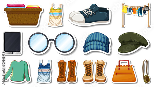 Sticker set of clothes and accessories