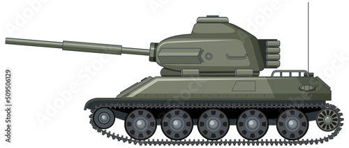 Military battle tank on white background