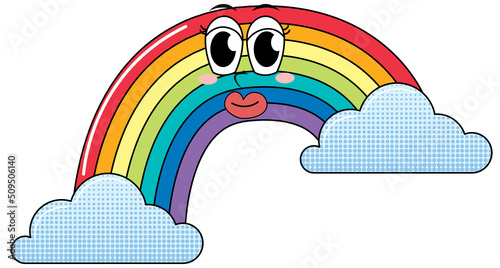 Rainbow cartoon character on white background