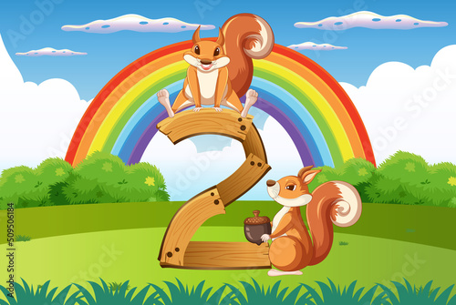 Two squirrel attached to number two