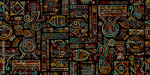 Ethnic handmade ornament for your design. Polynesian style, seamless pattern