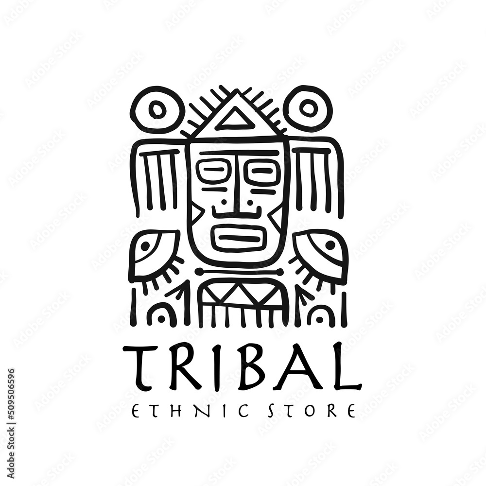 Ethnic tribal mask decor. Handmade background for your design. Tribal tatto element