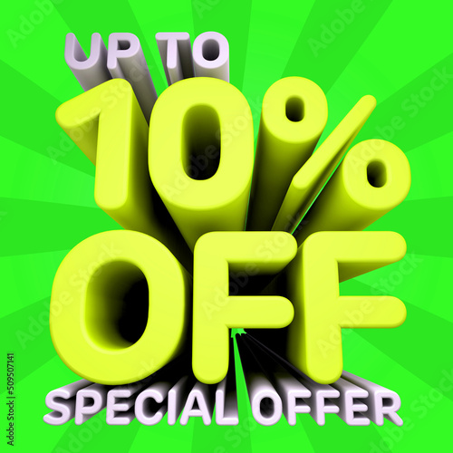 A beautiful 3d illustration with discount for big sales. Special Offer banner. Sales promotion tag.