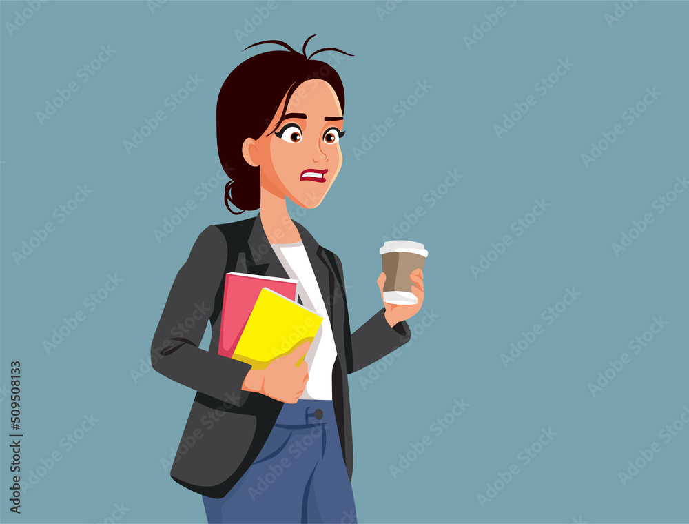 Stressed Woman Starting the Day with Coffee Vector Cartoon Illustration. Coffee addicted unable to start working without her daily caffeine dose
Stressed Woman Starting the Day with Coffee Vector Cartoon Illustration. Coffee addicted unable to start working without her daily caffeine dose