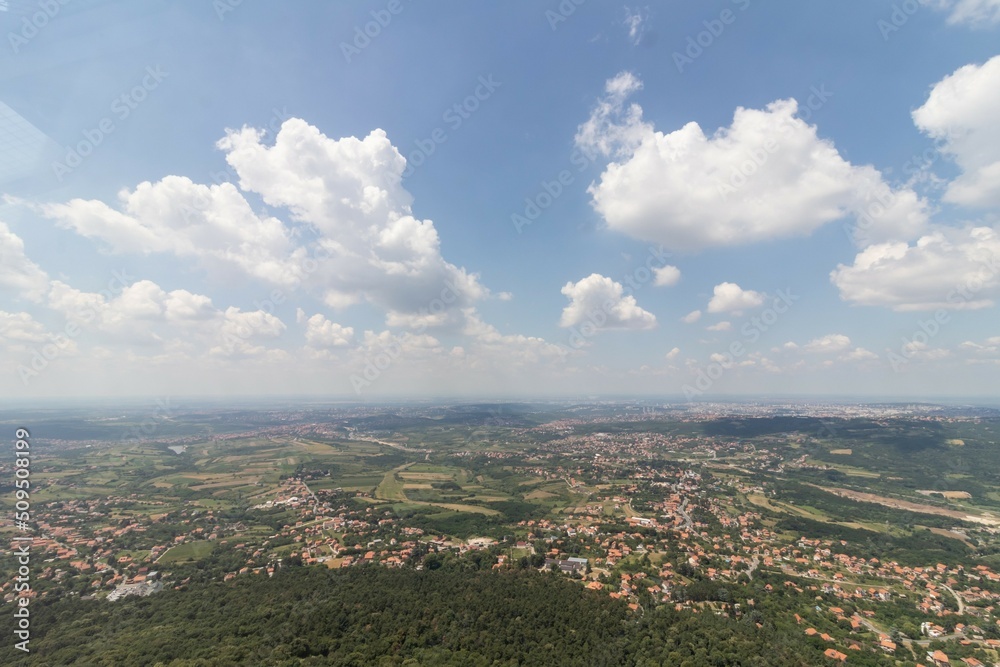 View from the observation deck of the Avala Television Tower to the vastness of Serbia