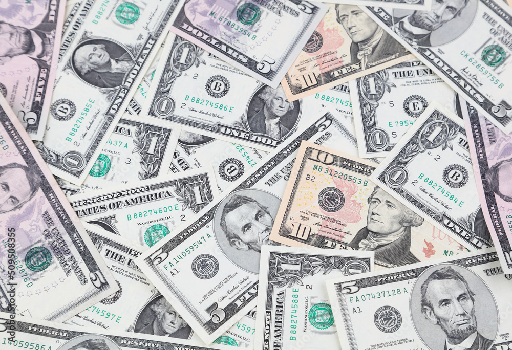 Close-up of assorted American banknotes Close-up of assorted American banknotes