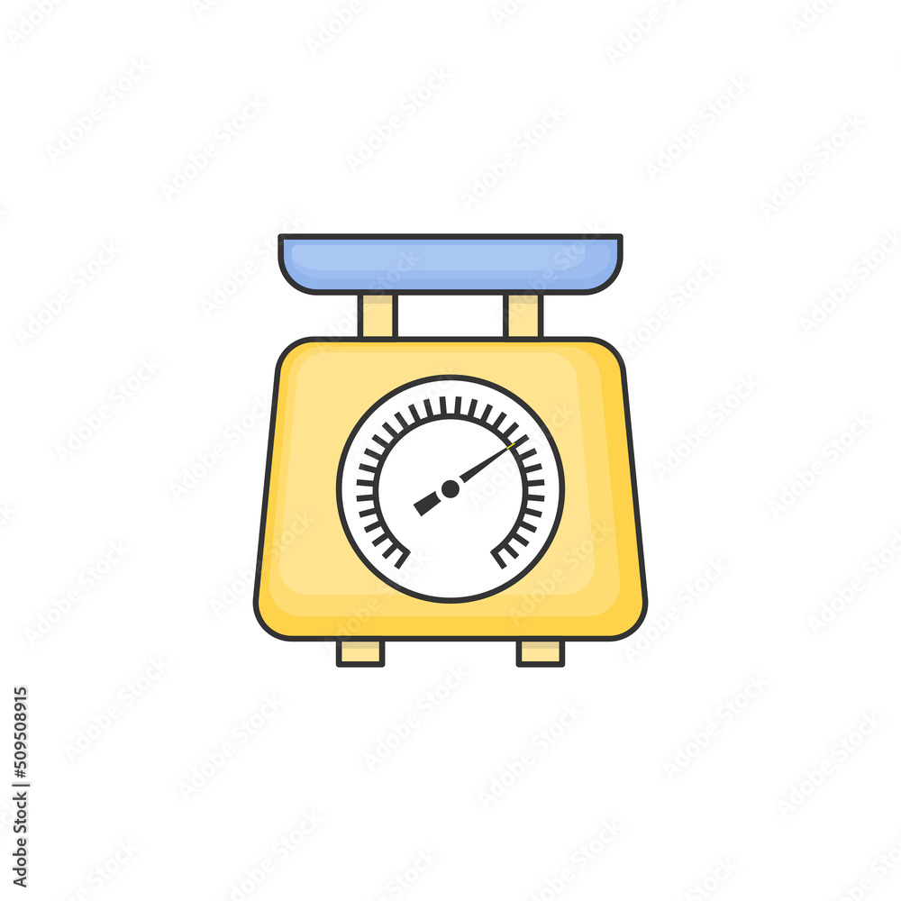 Food scale or kitchen tool icon with cartoon style Food scale or kitchen tool icon with cartoon style