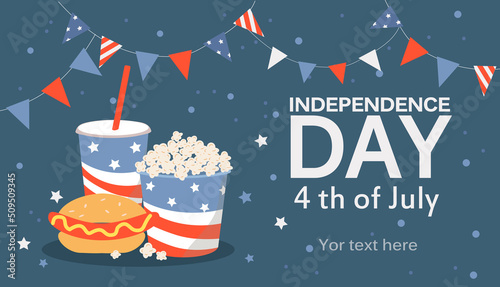 vector illustration in flat style .banner for website. american independence day party