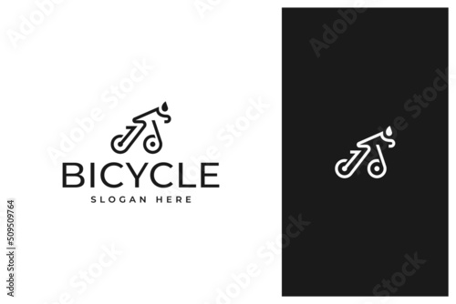 simple minimal bicycle vector logo design outline, in line art style