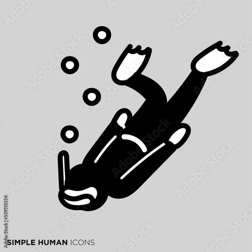 シンプルな人間のアイコンシリーズ　「ダイビング」