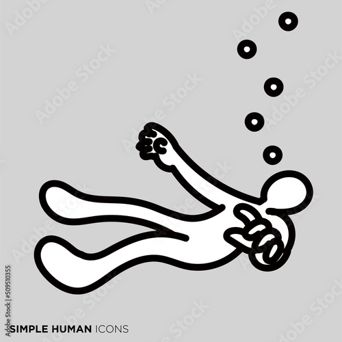 シンプルな人間のアイコンシリーズ　「沈む人」