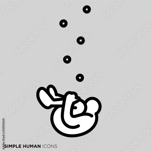 シンプルな人間のアイコンシリーズ　「沈む人」