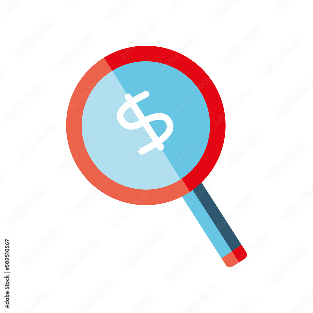 magnifying glass and sign of dollar magnifying glass and sign of dollar