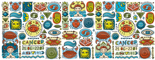 Cancer Zodiac Sign. Pattern for your design