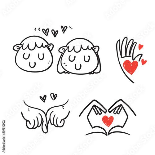 hand drawn doodle Friendship and Love illustration related