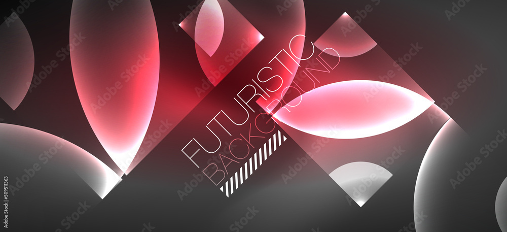 Abstract background with neon glowing light effects. Round shapes, triangles and circles. Wallpaper for concept of AI technology, blockchain, communication, 5G, science, business and technology Abstract background with neon glowing light effects. Round shapes, triangles and circles. Wallpaper for concept of AI technology, blockchain, communication, 5G, science, business and technology