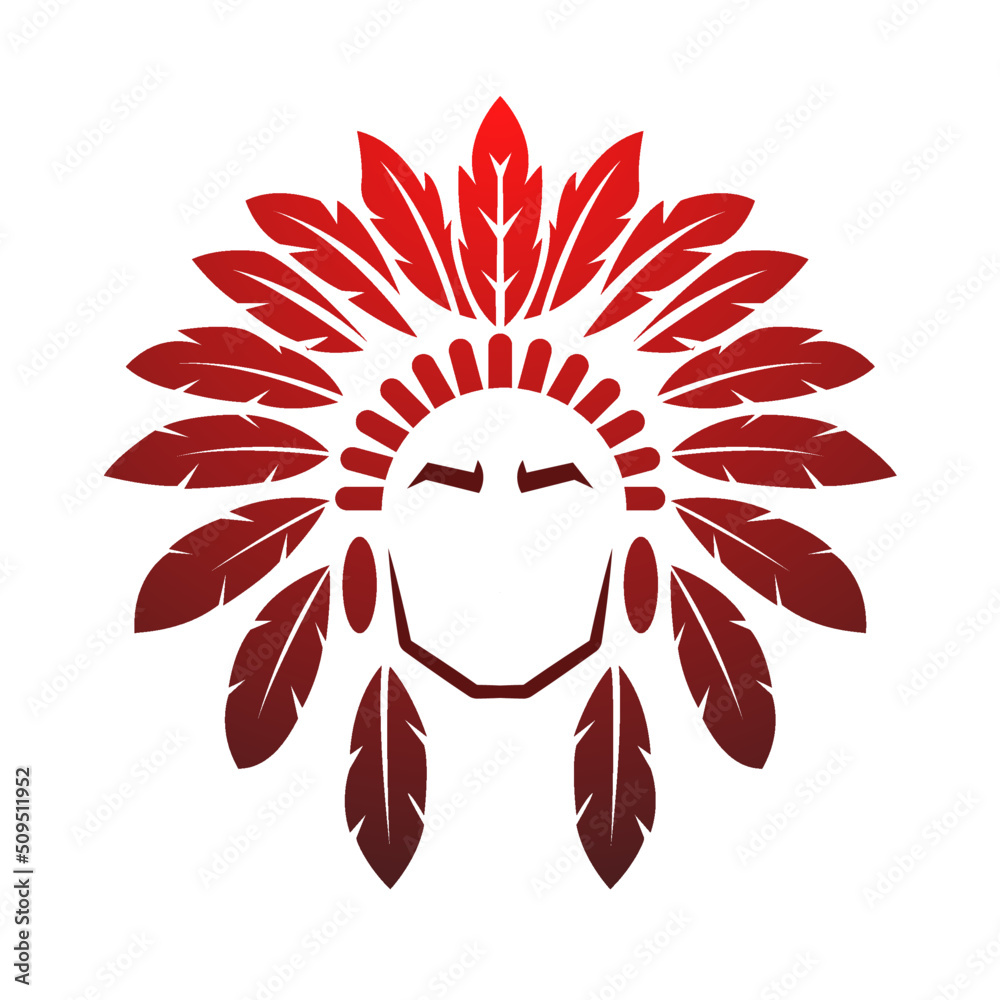Red indian chief head logo icon vector illustration Stock Vector Adobe Stock