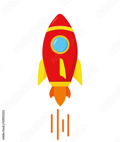 Cartoon Rocket Space Ship Take Off Vector Illustration Icon Clipart Image