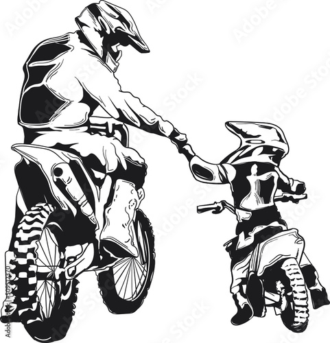 Canvas Print Motocross Vector ink - Dad and son motocross best friend for life
