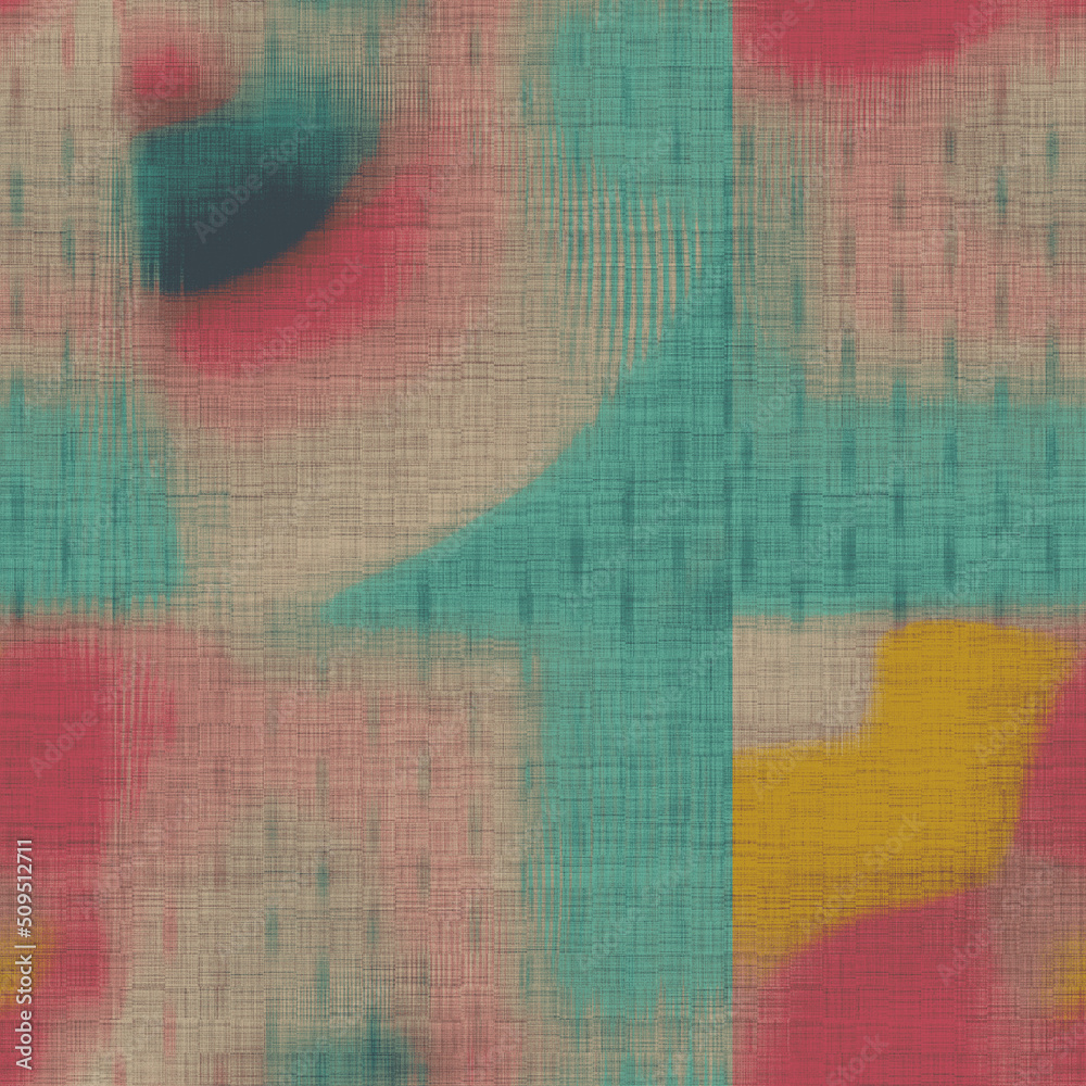 Fototapeta premium Abstract watercolor ikat texture pattern. Batik tie die geometric texture background.