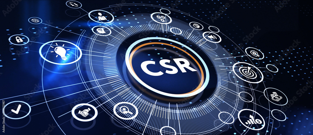 Obraz premium CSR abbreviation, modern technology concept. Business, Technology, Internet and network concept. 3d illustration