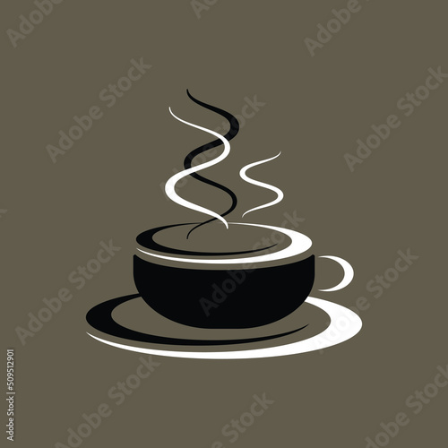Logo of cup of hot coffee, with steam rising from it 2