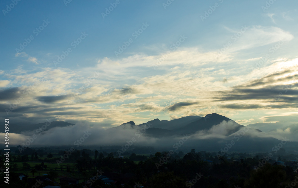  Landscape of Morning Mist with Mountain Layer at north of Thailand