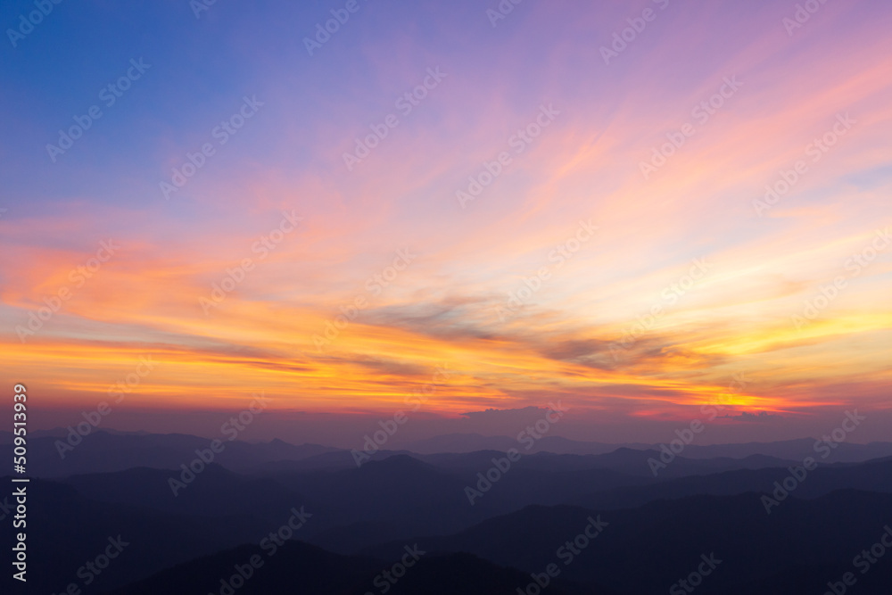 colorful dramatic sky with cloud at sunset.beautiful sky with clouds background