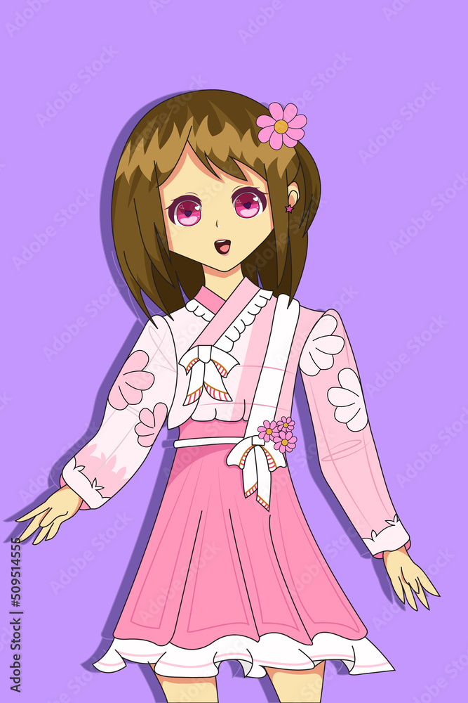 Cute Little Girl with Short Hair Design Illustration Cute Little Girl with Short Hair Design Illustration