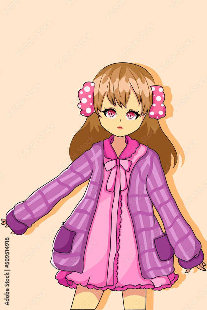 Pretty Girl with Cute Clothes Design Illustration Pretty Girl with Cute Clothes Design Illustration
