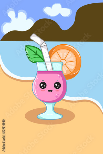Wallpaper Mural Sweet Cocktail in The Summer Cartoon Illustration Torontodigital.ca