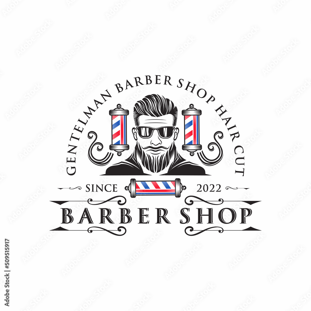 Obraz premium Barber shop vintage logo design illustration