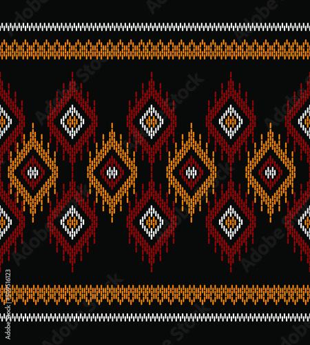 Geometric ethnic oriental seamless pattern traditional Design for background,carpet,wallpaper.clothing,wrapping,Batik fabric,Vector illustration.embroidery style, Sadu.