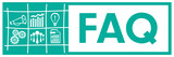 FAQ - Frequently Asked Questions Turquoise Business Symbols Grid Left Box Horizontal 