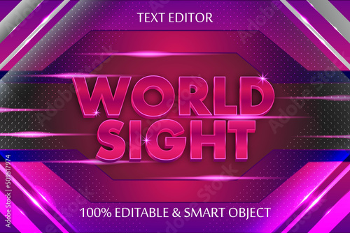 World sight editable Text effect 3 dimension emboss modern style