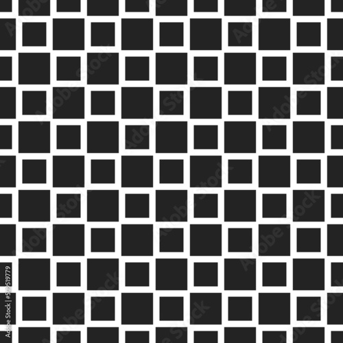White grid on a black background creates a pattern of squares. Seamless pattern for interior and decor. Print on various surfaces.