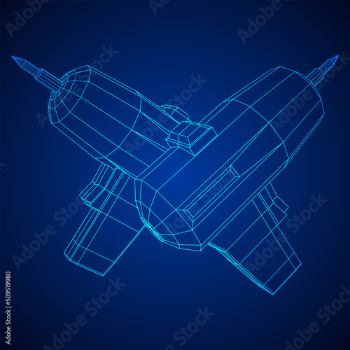 Drill electric device wireframe low poly mesh