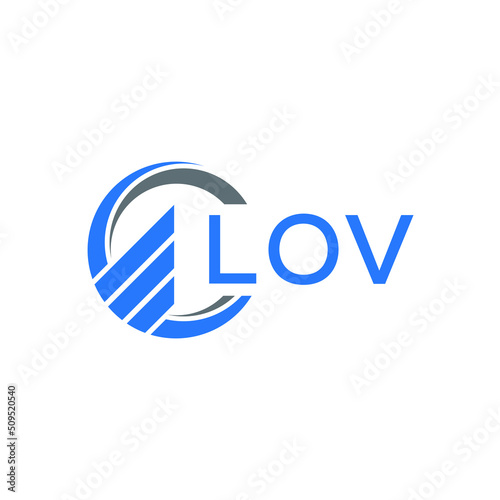 Fototapeta Naklejka Na Ścianę i Meble -  LOV Flat accounting logo design on white  background. LOV creative initials Growth graph letter logo concept. LOV business finance logo design.