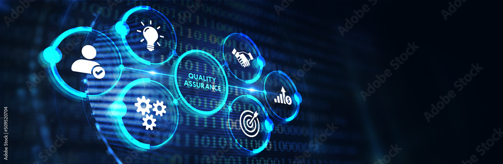 Fototapeta premium Business, Technology, Internet and network concept. Quality Assurance service guarantee standard. 3d illustration
