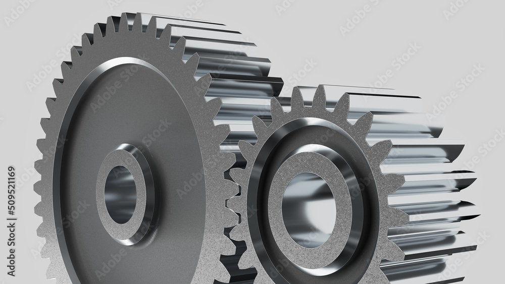 Spur gear. A pair of gears. isolated. 3D Rendering. Spur gear. A pair of gears. isolated. 3D Rendering.