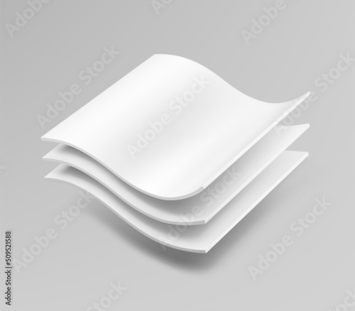 Three wavy layers with realistic shadows. Vector illustration. Template for your product. EPS10.	