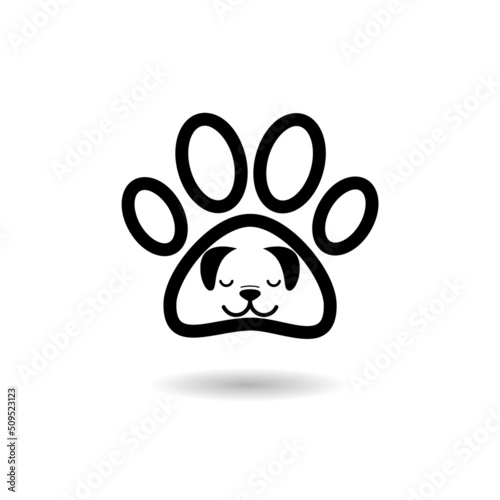 Pet care art logo with shadow